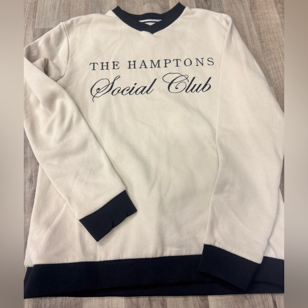 Salt Earth Hamptons Social Club Sweatshirt Medium Coastal Preppy‎ Crewneck